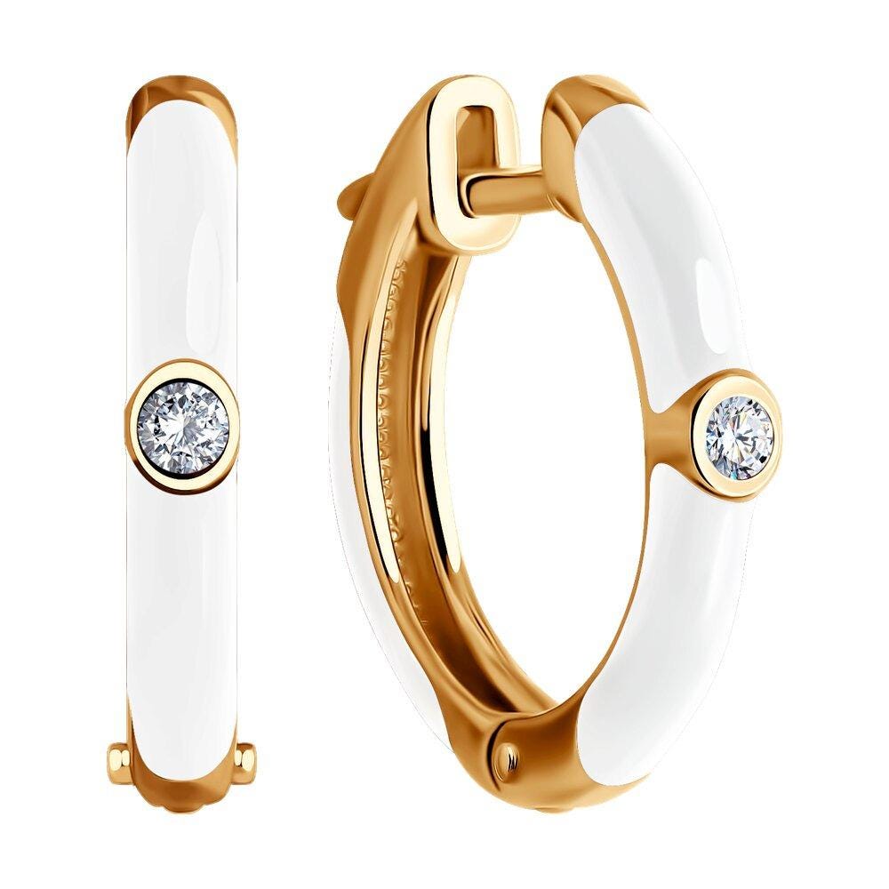 White Enamel Diamond Hoop Earrings: Certified Fine Jewelry
