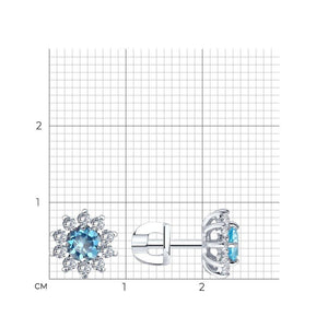 Blue Diamond Halo Studs | Silver, Gold