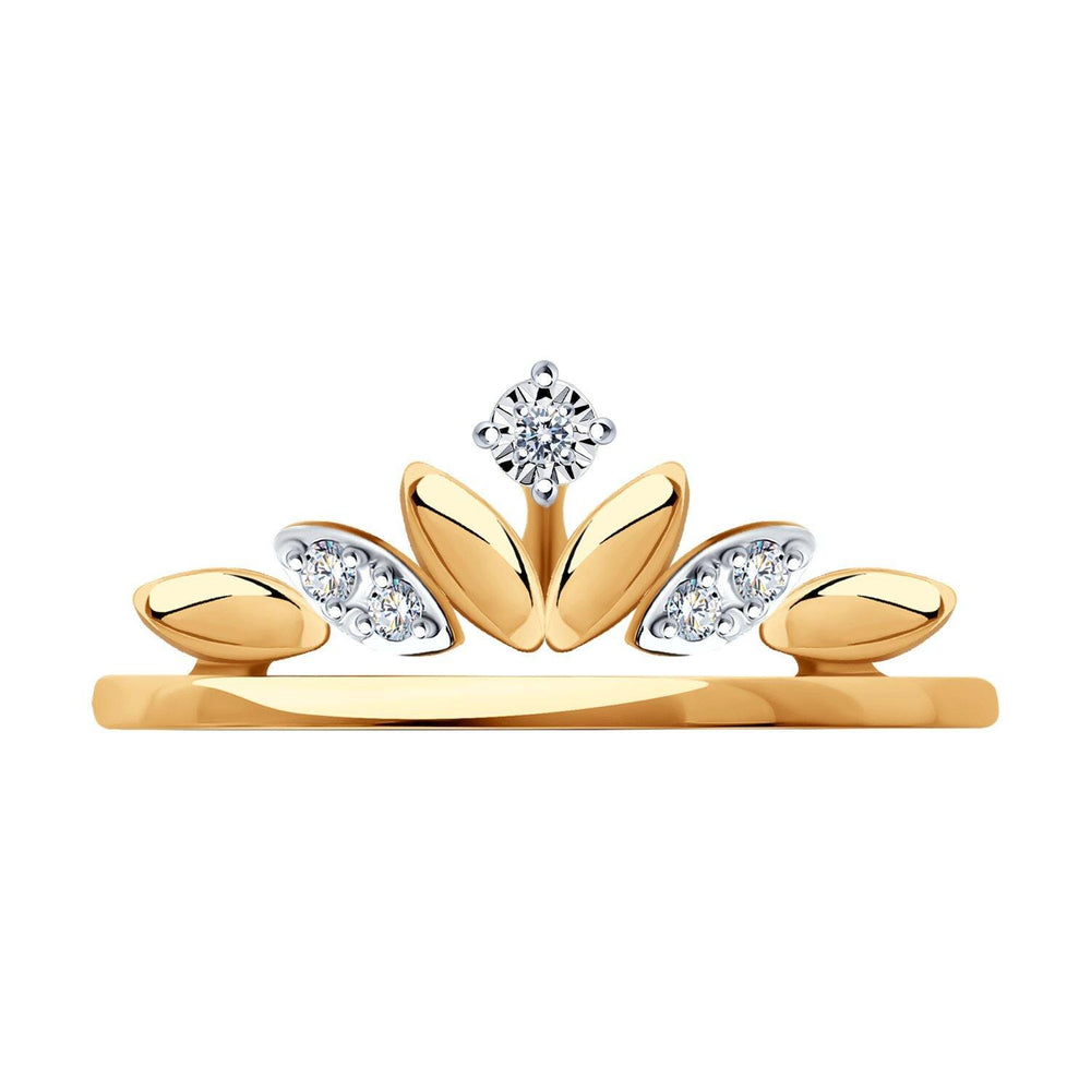 Dainty Lab Grown Diamond Leaf Ring: Crown Design