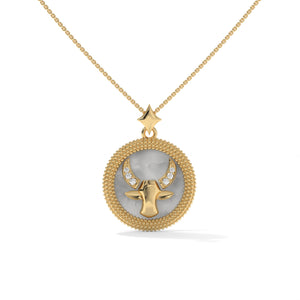Taurus Zodiac Pendant, Lab Grown Diamond, Solid Gold, Silver