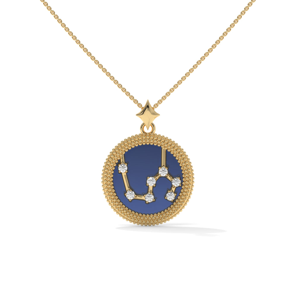 Leo Zodiac Pendant Necklace, Unisex | 10K, 14K, 18K Gold, 925 Silver | Cable Chain | Lab Grown Diamond