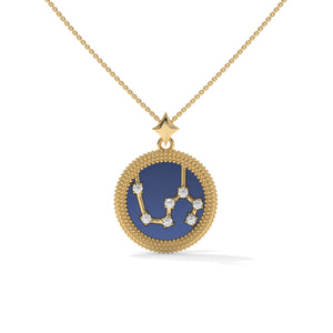 Leo Zodiac Pendant Necklace, Unisex | 10K, 14K, 18K Gold, 925 Silver | Cable Chain | Lab Grown Diamond