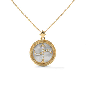 Sagittarius Zodiac Pendant Necklace, Lab Grown Diamond, Gold or Silver