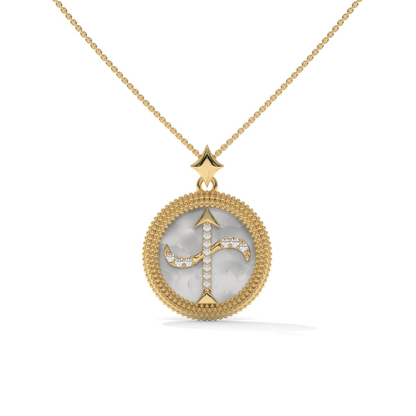 Sagittarius Zodiac Pendant Necklace, Lab Grown Diamond, Gold or Silver