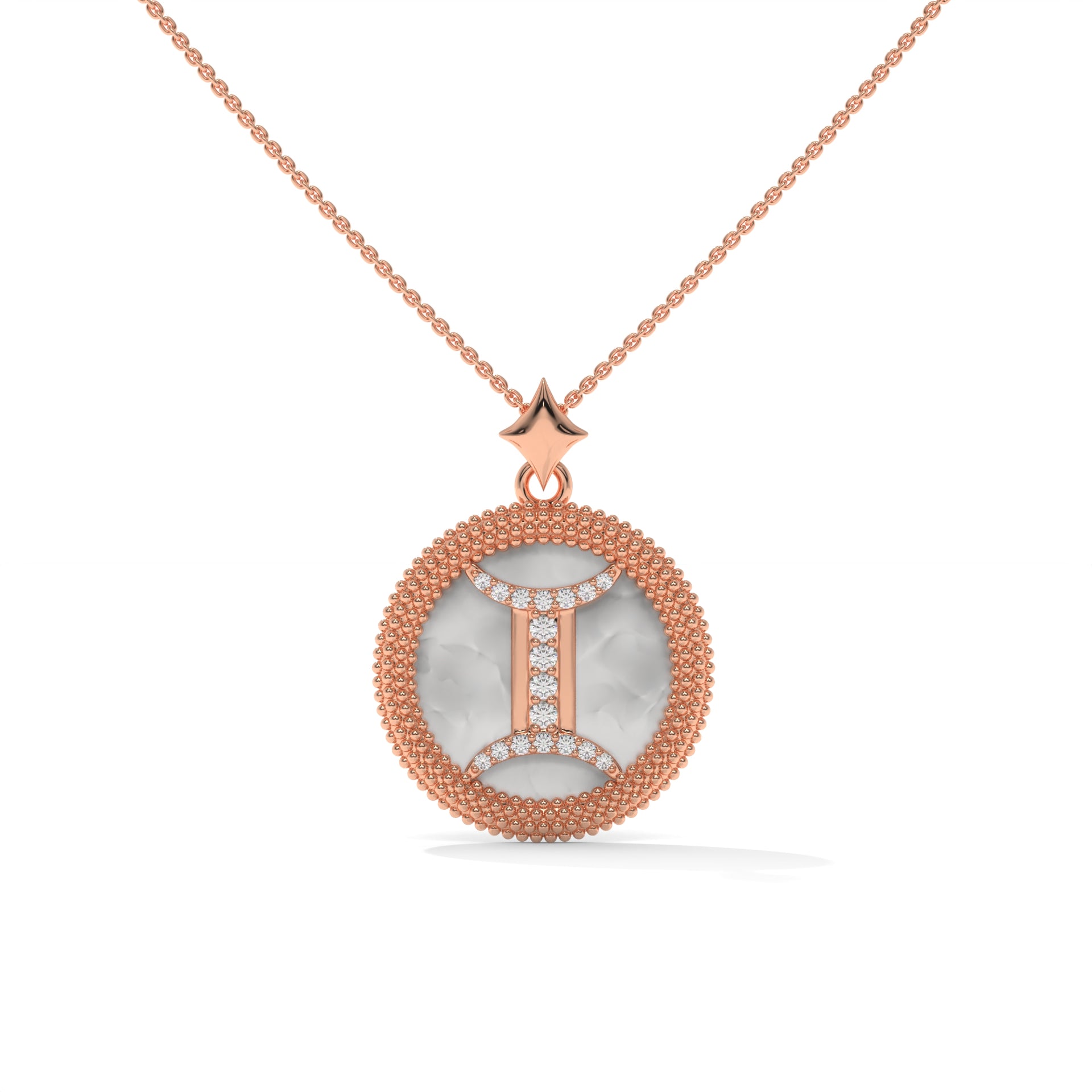 Gemini Zodiac Pendant Necklace, Unisex | 10K, 14K, 18K Gold, 925 Silve