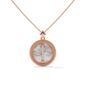 Sagittarius Zodiac Pendant Necklace, Lab Grown Diamond, Gold or Silver