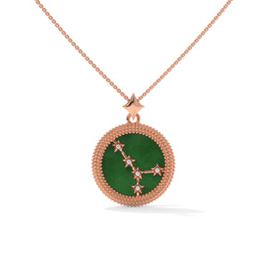 Cancer Zodiac Pendant Necklace, Unisex | 10K, 14K, 18K Gold, 925 Silver | Cable Chain | Lab Grown Diamond