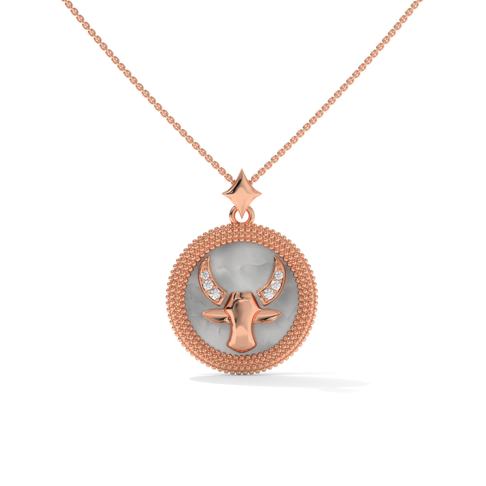 Taurus Zodiac Pendant, Lab Grown Diamond, Solid Gold, Silver