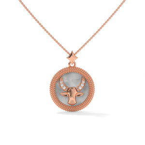 Taurus Zodiac Pendant, Lab Grown Diamond, Solid Gold, Silver