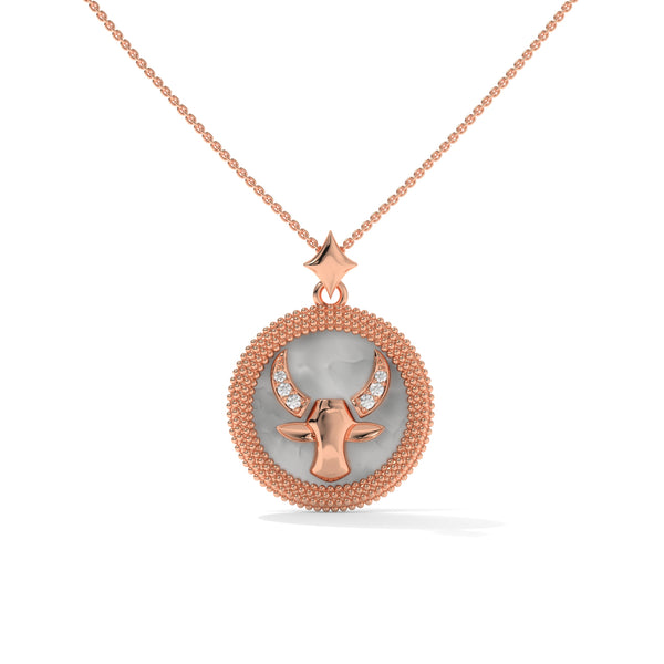 Taurus Zodiac Pendant, Lab Grown Diamond, Solid Gold, Silver