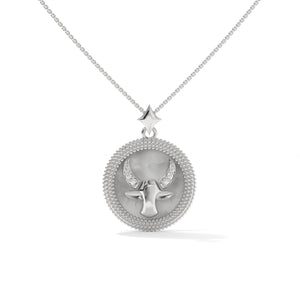 Taurus Zodiac Pendant, Lab Grown Diamond, Solid Gold, Silver