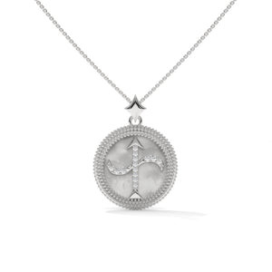 Sagittarius Zodiac Pendant Necklace, Lab Grown Diamond, Gold or Silver