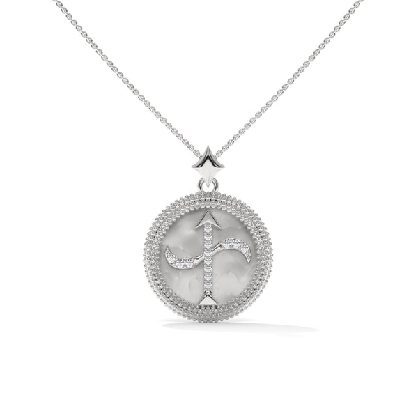 Sagittarius Zodiac Pendant Necklace, Lab Grown Diamond, Gold or Silver