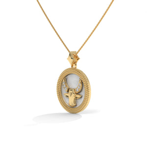 Taurus Zodiac Pendant, Lab Grown Diamond, Solid Gold, Silver