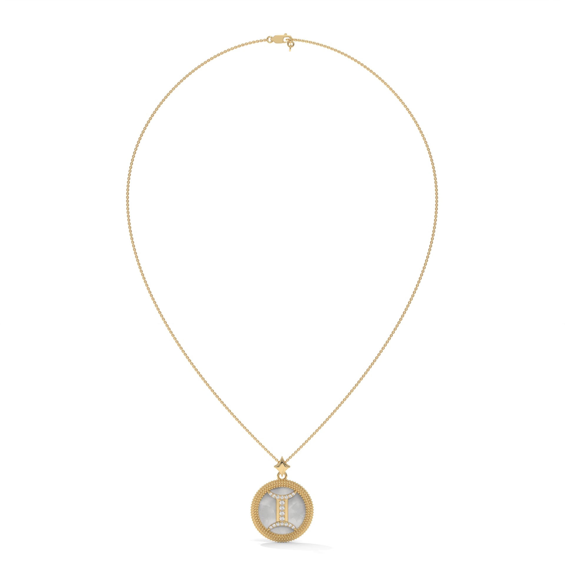 Gemini Zodiac Pendant Necklace, Unisex | 10K, 14K, 18K Gold, 925 Silve