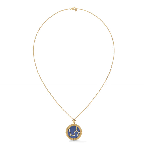 Leo Zodiac Pendant Necklace, Unisex | 10K, 14K, 18K Gold, 925 Silver | Cable Chain | Lab Grown Diamond