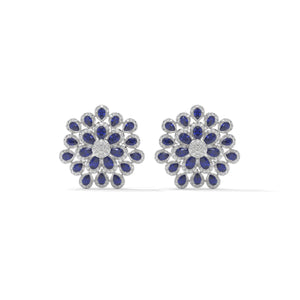 Blue Pear Lab Diamond Floral Earrings: Gold & Silver