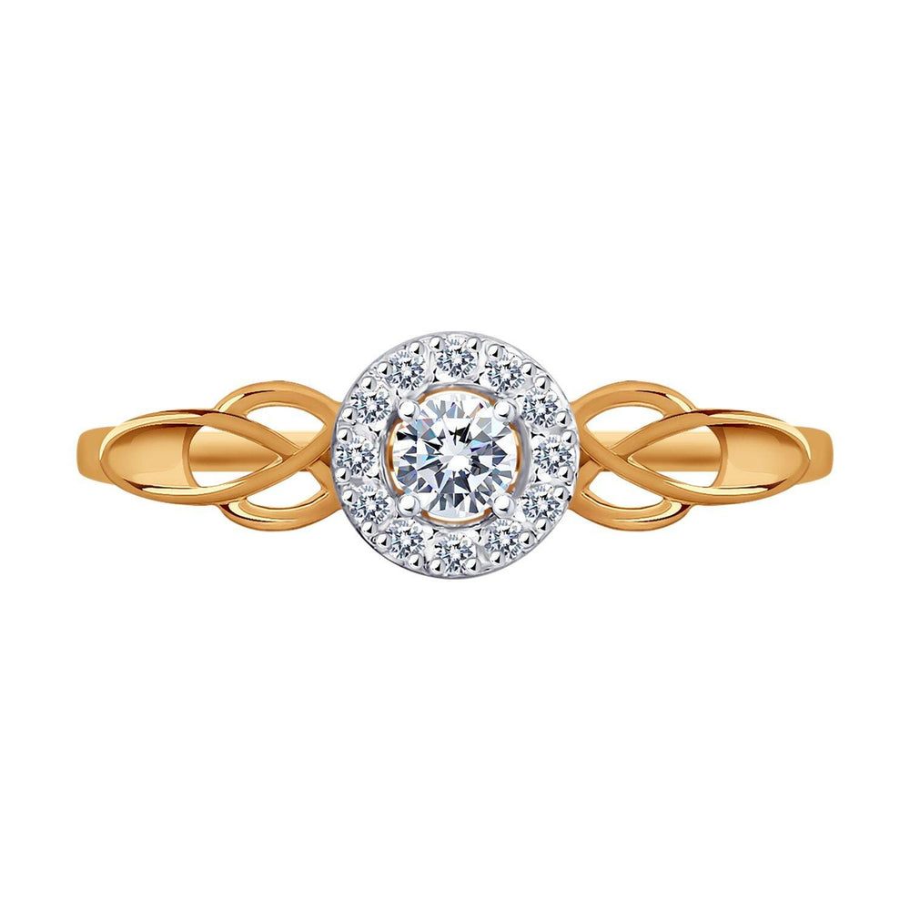 Lab Grown Diamond Halo Twist Ring: Dainty Stackable Band