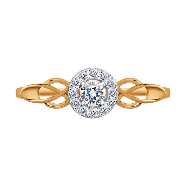 Lab Grown Diamond Halo Twist Ring: Dainty Stackable Band