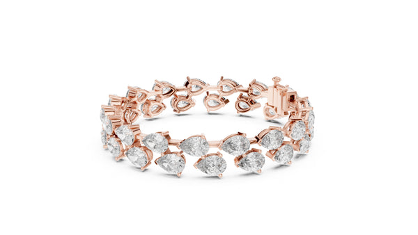 26.52ct Pear Cut Diamond Bracelet, Women/Men | 10K, 14K, 18K Gold, 925 Silver | Lab Grown Diamond | Vivid Luxe Jewelers