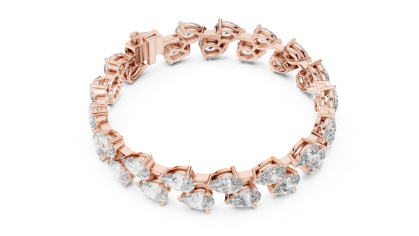 26.52ct Pear Cut Diamond Bracelet, Women/Men | 10K, 14K, 18K Gold, 925 Silver | Lab Grown Diamond | Vivid Luxe Jewelers
