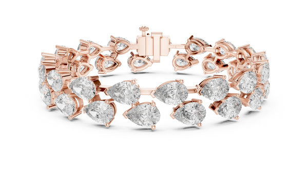 26.52ct Pear Cut Diamond Bracelet, Women/Men | 10K, 14K, 18K Gold, 925 Silver | Lab Grown Diamond | Vivid Luxe Jewelers