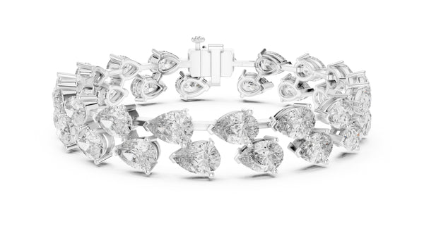 26.52ct Pear Cut Diamond Bracelet, Women/Men | 10K, 14K, 18K Gold, 925 Silver | Lab Grown Diamond | Vivid Luxe Jewelers