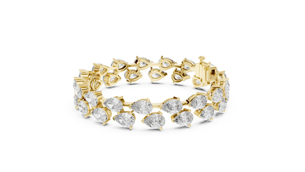 26.52ct Pear Cut Diamond Bracelet, Women/Men | 10K, 14K, 18K Gold, 925 Silver | Lab Grown Diamond | Vivid Luxe Jewelers