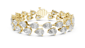26.52ct Pear Cut Diamond Bracelet, Women/Men | 10K, 14K, 18K Gold, 925 Silver | Lab Grown Diamond | Vivid Luxe Jewelers