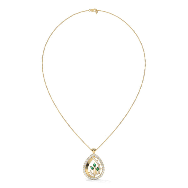 Green Pear-Cut Lab Grown Diamond Pendant: 925 Silver, 10K/14K/18K Gold