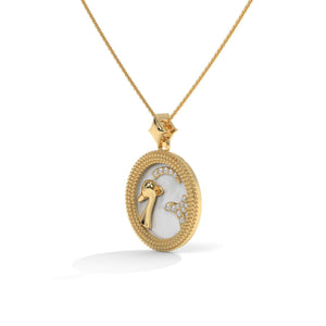 Capricorn Zodiac Pendant Necklace, Unisex | 10K, 14K, 18K Gold, 925 Silver | Cable Chain | Lab Grown Diamond