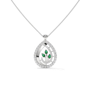 Green Pear-Cut Lab Grown Diamond Pendant: 925 Silver, 10K/14K/18K Gold