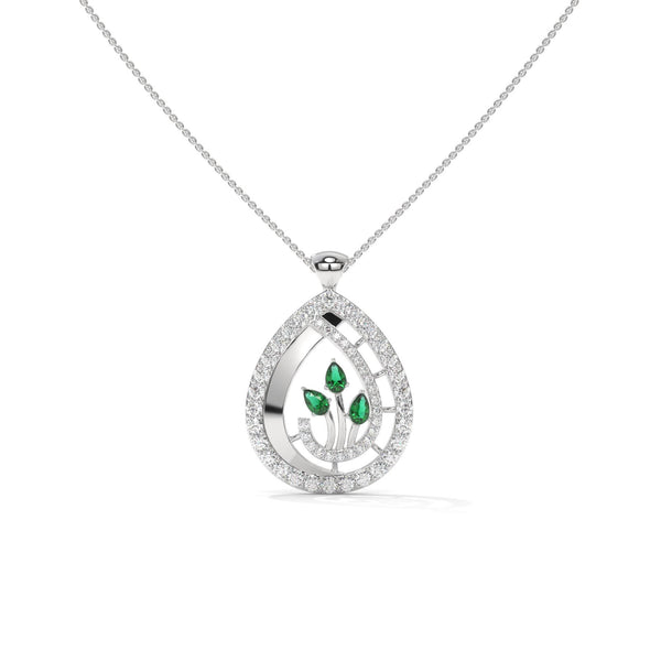 Green Pear-Cut Lab Grown Diamond Pendant: 925 Silver, 10K/14K/18K Gold