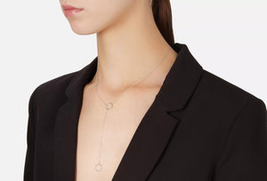 Double Circle Lariat Necklace: Minimalist Drop Pendant