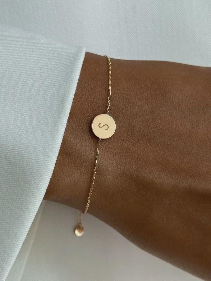Custom Initial Disc Bracelet: Personalized Charm