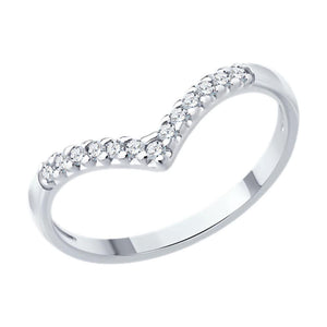 Lab Grown Diamond V Ring: Petite Stacking Ring, Gold & Silver