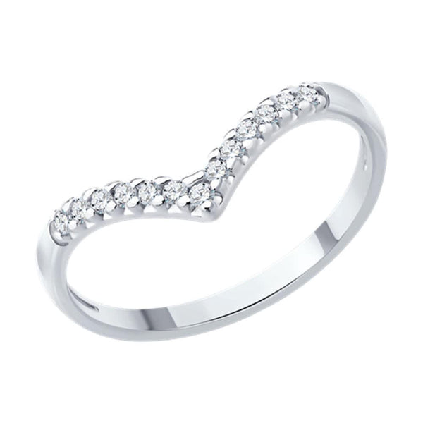 Lab Grown Diamond V Ring: Petite Stacking Ring, Gold & Silver