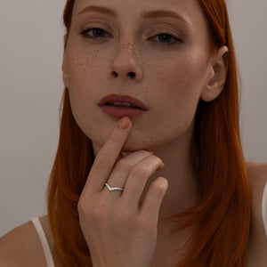 Lab Grown Diamond V Ring: Petite Stacking Ring, Gold & Silver