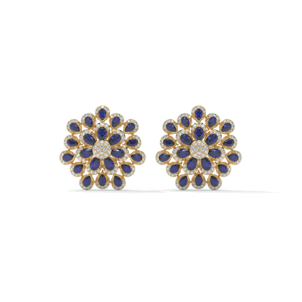 Blue Pear Lab Diamond Floral Earrings: Gold & Silver
