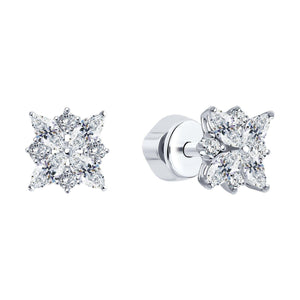 Lab-Grown Diamond Flower Stud Earrings: 1.04ct | Gold, Silver