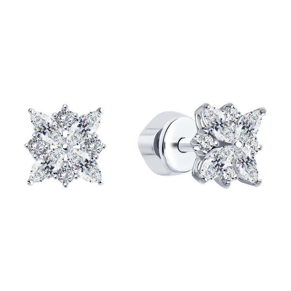 Lab-Grown Diamond Flower Stud Earrings: 1.04ct | Gold, Silver