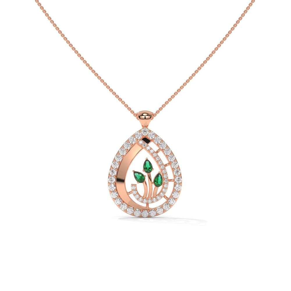 Green Pear-Cut Lab Grown Diamond Pendant: 925 Silver, 10K/14K/18K Gold