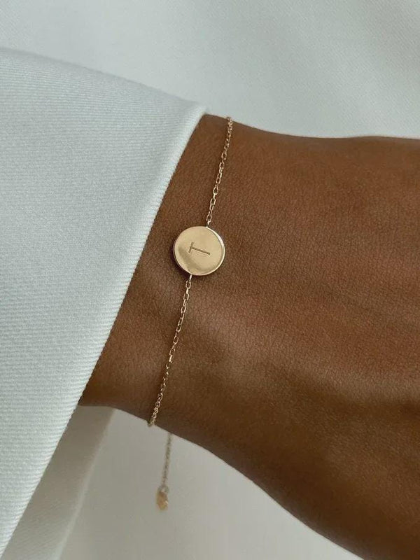 Custom Initial Disc Bracelet: Personalized Charm