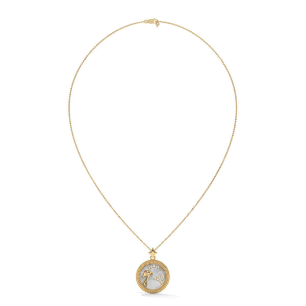 Capricorn Zodiac Pendant Necklace, Unisex | 10K, 14K, 18K Gold, 925 Silver | Cable Chain | Lab Grown Diamond