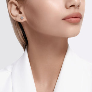 Lab-Grown Diamond Flower Stud Earrings: 1.04ct | Gold, Silver