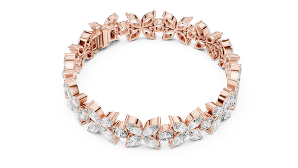 14 Carat Marquise and Round Cut Luxury Diamond Bracelet, Women/Men | 10K, 14K, 18K Gold, 925Silver | Lab Grown Diamond