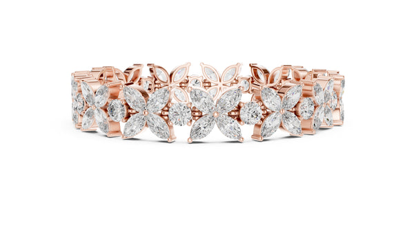 14 Carat Marquise and Round Cut Luxury Diamond Bracelet, Women/Men | 10K, 14K, 18K Gold, 925Silver | Lab Grown Diamond