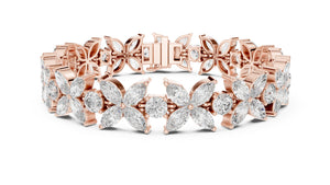 14 Carat Marquise and Round Cut Luxury Diamond Bracelet, Women/Men | 10K, 14K, 18K Gold, 925Silver | Lab Grown Diamond