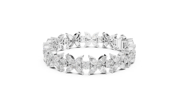 14 Carat Marquise and Round Cut Luxury Diamond Bracelet, Women/Men | 10K, 14K, 18K Gold, 925Silver | Lab Grown Diamond