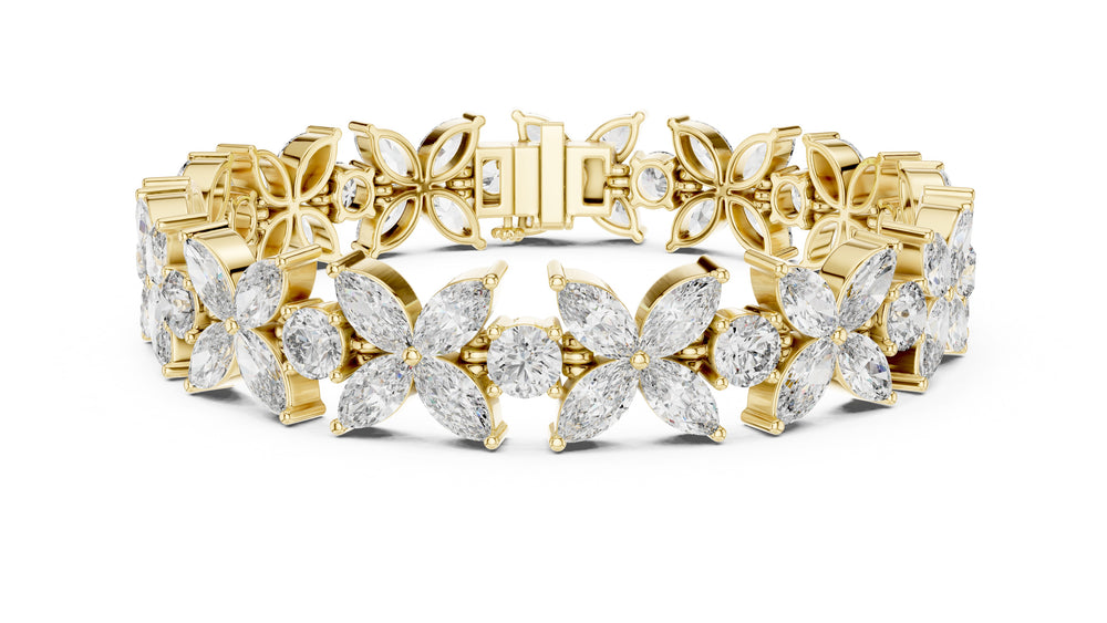 14 Carat Marquise and Round Cut Luxury Diamond Bracelet, Women/Men | 10K, 14K, 18K Gold, 925Silver | Lab Grown Diamond